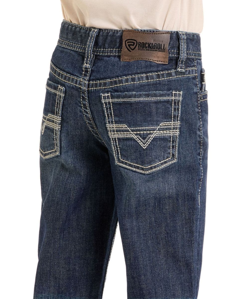 Rock & Roll Cowboy Boys' Dark Vintage Boot Cut Jean - Image 4