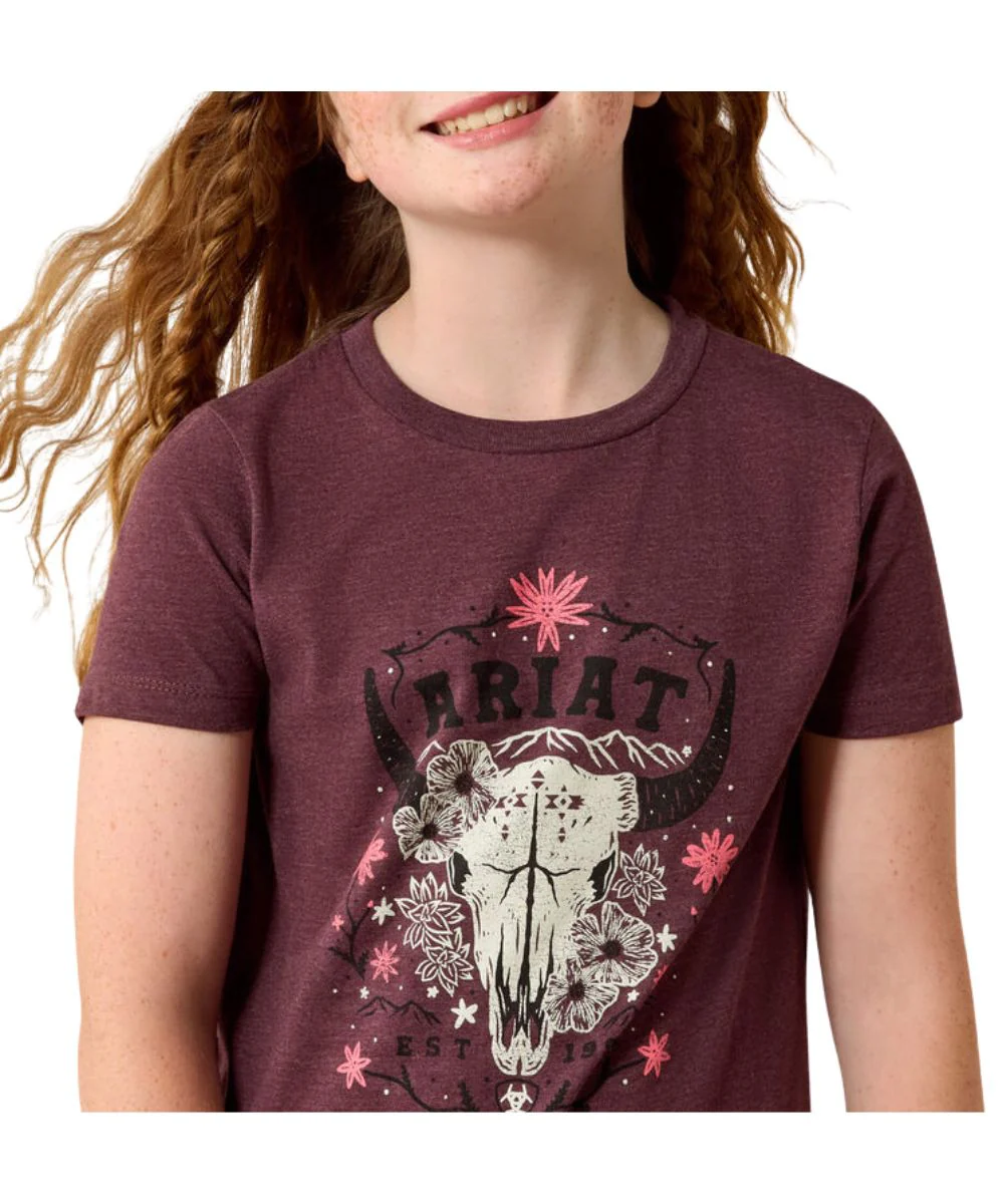 Ariat Girls' Floral Skull Tee - Image 3