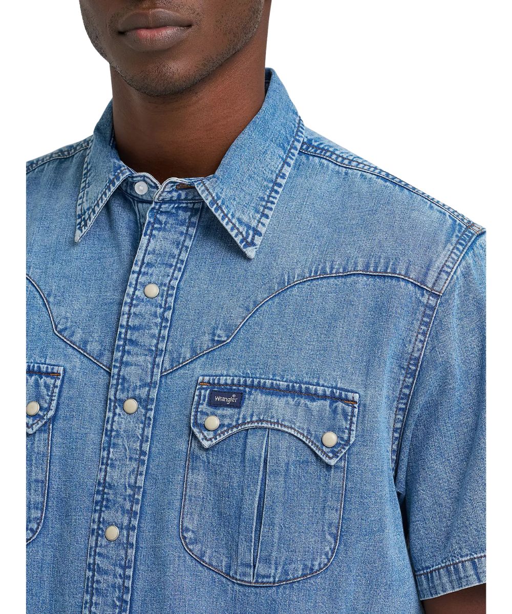 Wrangler Men's Vintage Denim Snap Shirt - Image 3