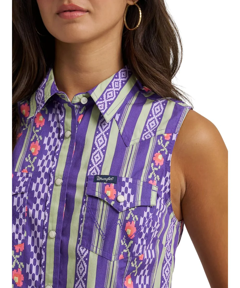 Wrangler Women's Sleeveless Snap Shirt - Image 3