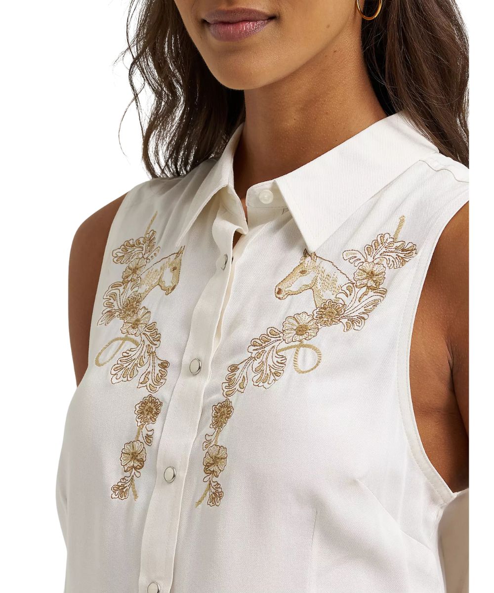 Wrangler Women's Sleeveless Snap Shirt - Image 3