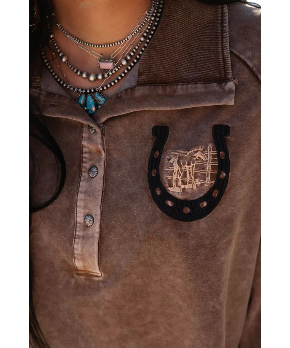 2 Fly Co Women's Rowel 'Em Up 1/4 Button Pullover - Image 3