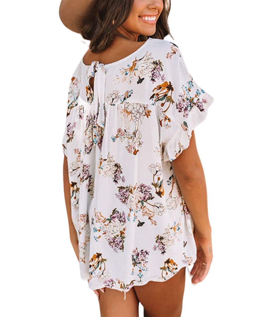 Aireful Women's Floral Back Knot Blouse - Image 2