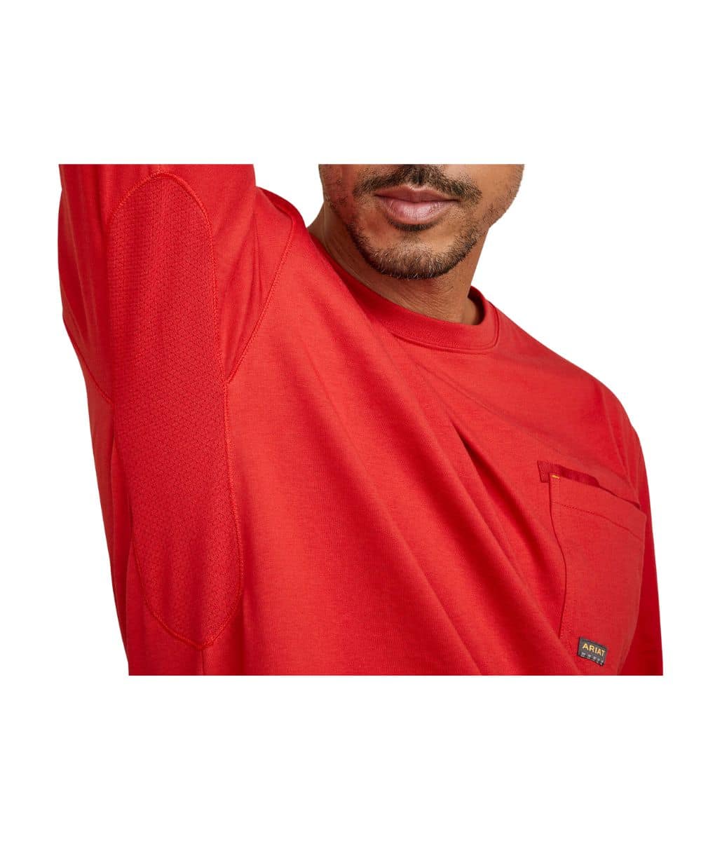 Ariat Men's Rebar Pompeian Red Workman Reflective Shirt - Image 3