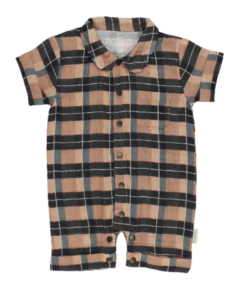 L'oved Baby Infant Boys' Plaid Coverall - Image 2