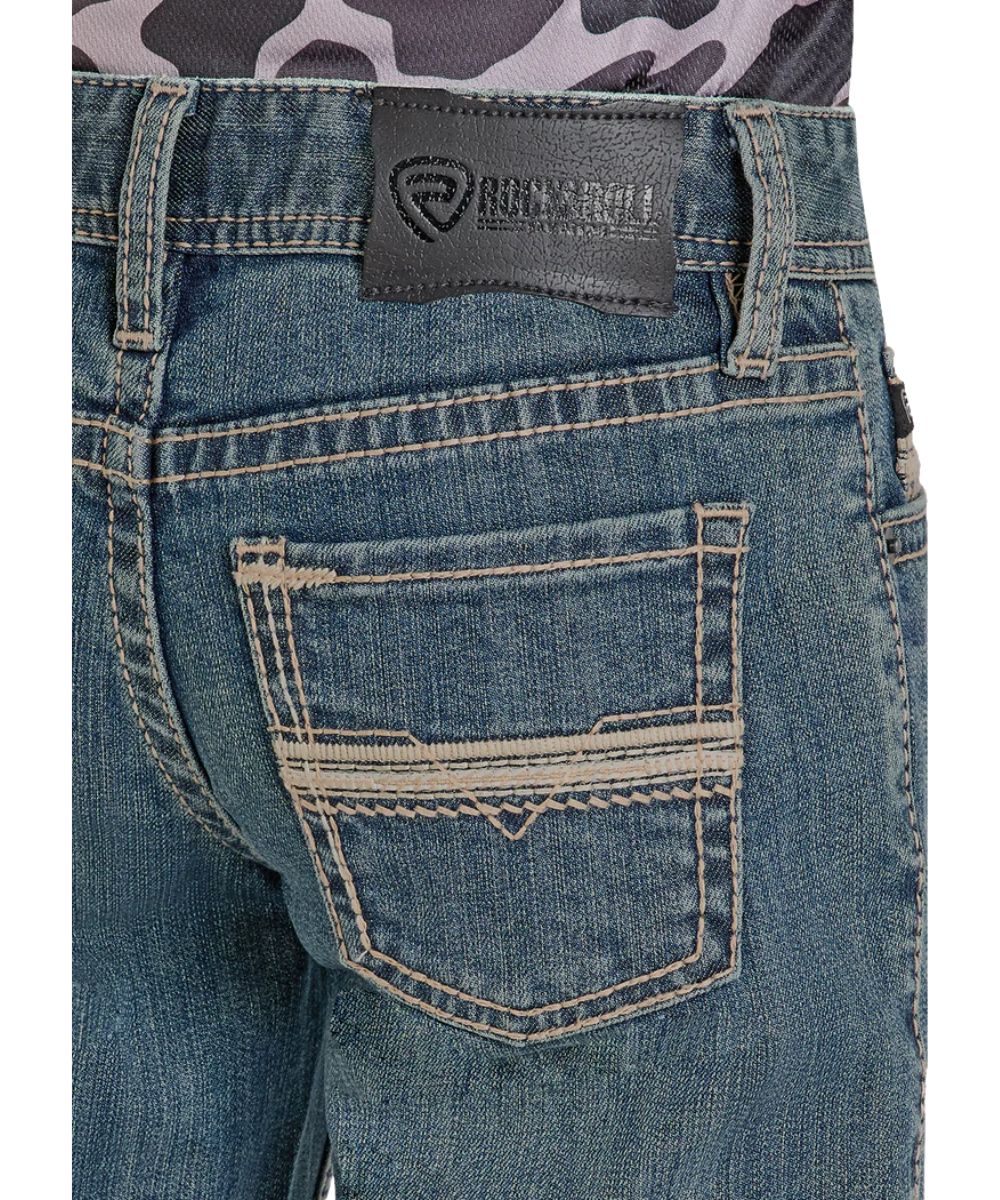 Rock & Roll Cowboy Boys' Pleather Stitch Boot Cut Jean - Image 4