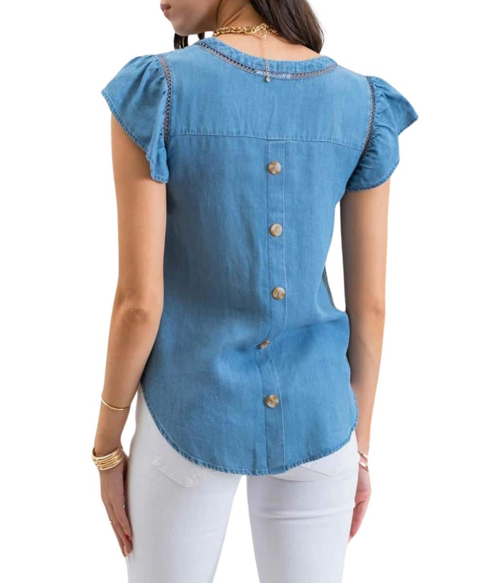 Blu Pepper Women's Back Button Top - Image 3