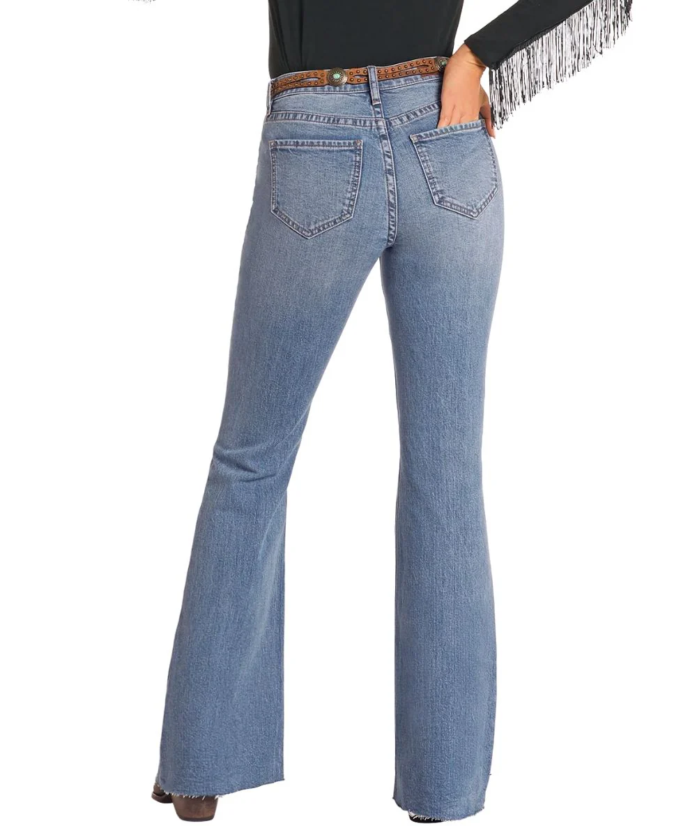 Rock & Roll Denim Women's Distressed Flare Jean - Image 2