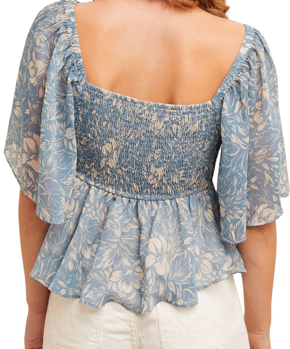 Hem & Thread Women's Chiffon Peplum Top - Image 2