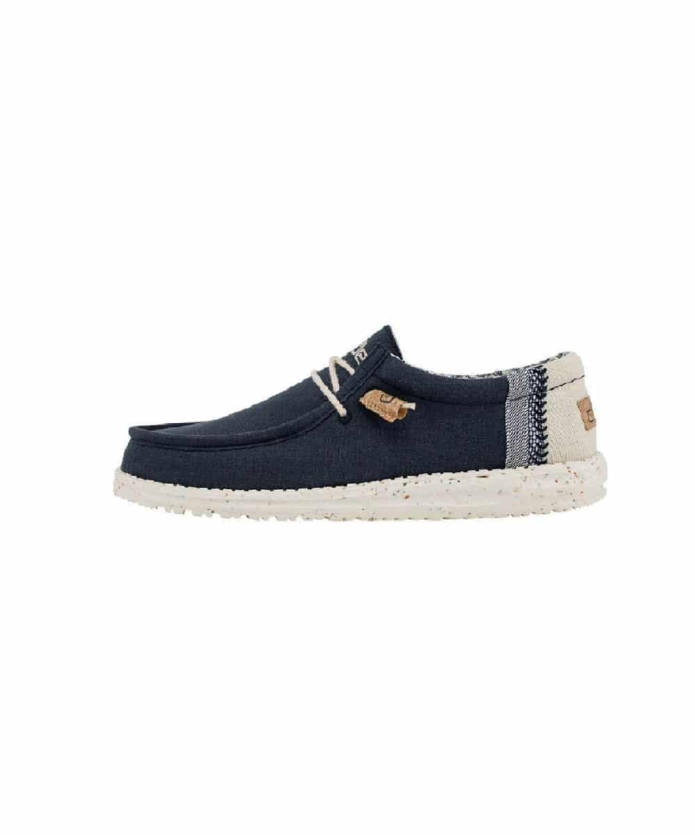 Hey Dude Men's Navy Linen Natural Wally Shoe - Image 2