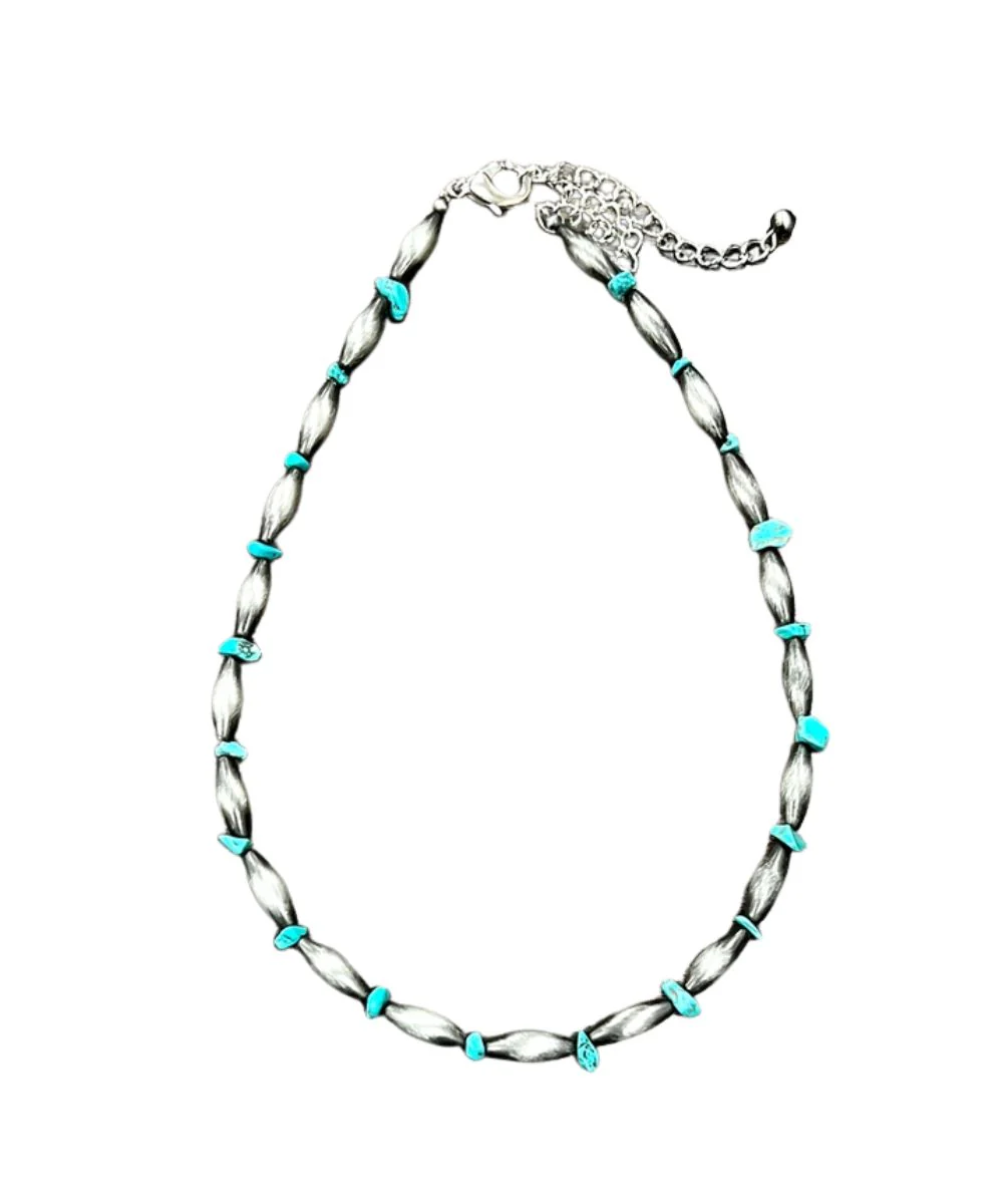 Isac Trading Women's Silver And Turquoise Tone Western Necklace - Image 2