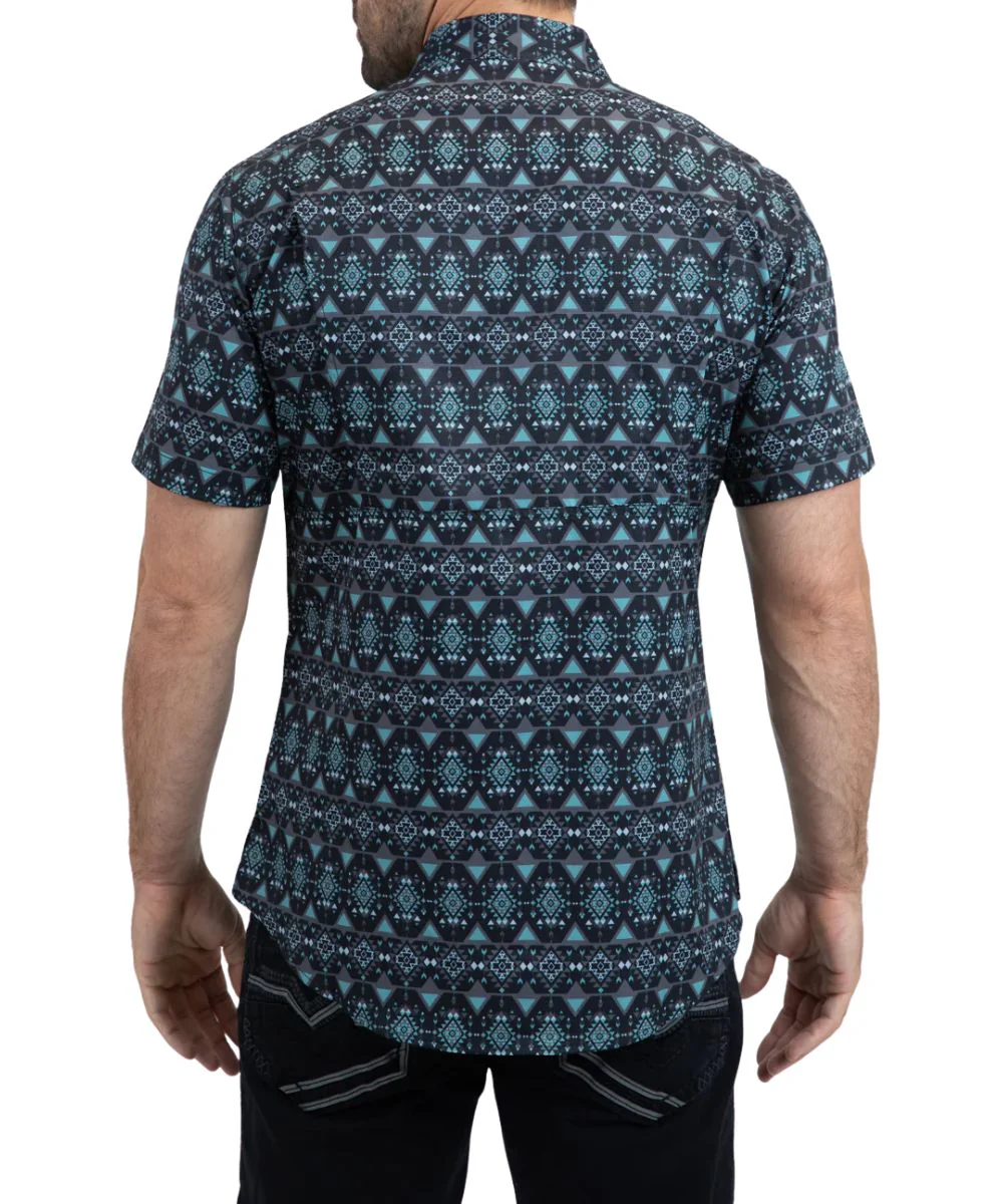 Platini Men's Teal Performance Button Down Shirt - Image 2