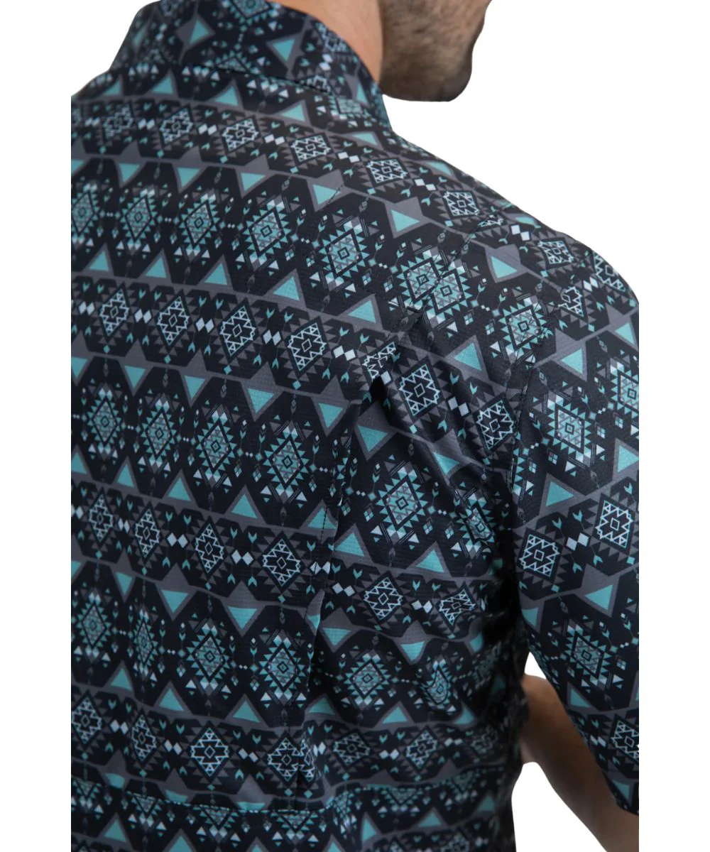 Platini Men's Teal Performance Button Down Shirt - Image 4