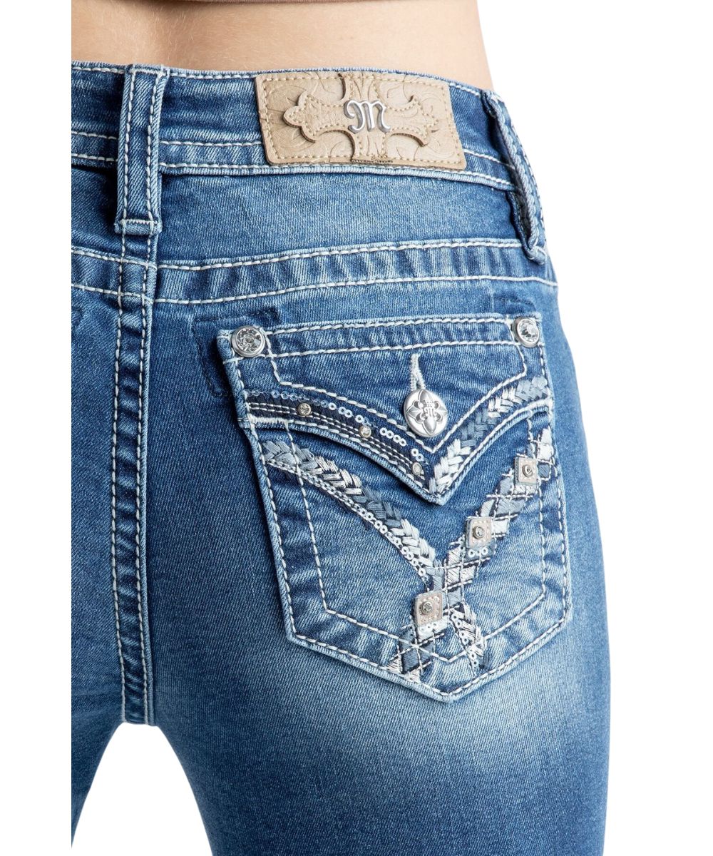 Miss Me Women's Geo Braid Cross Stitch Bootcut Jean - Image 3