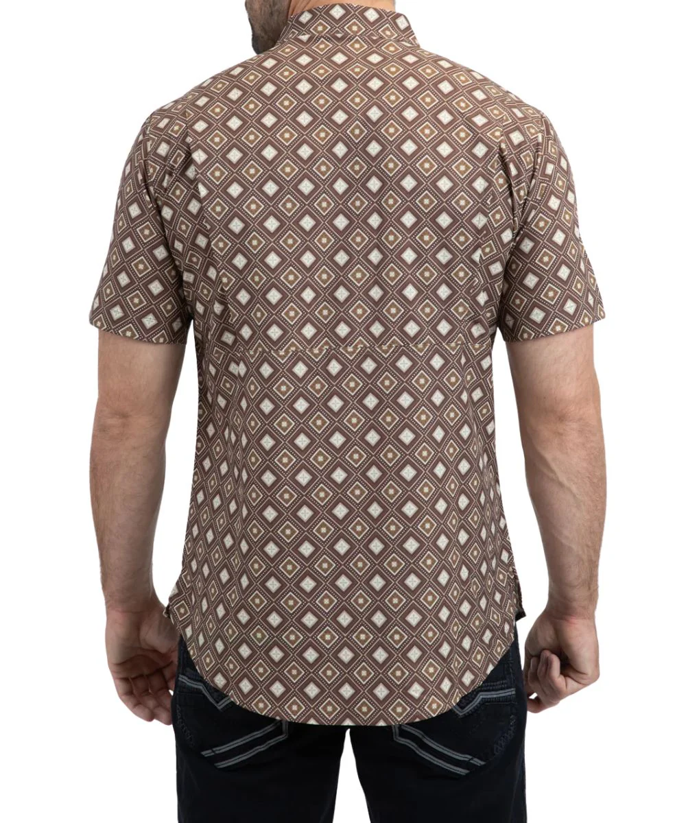 Platini Men's Brown Performance Button Down Shirt - Image 2