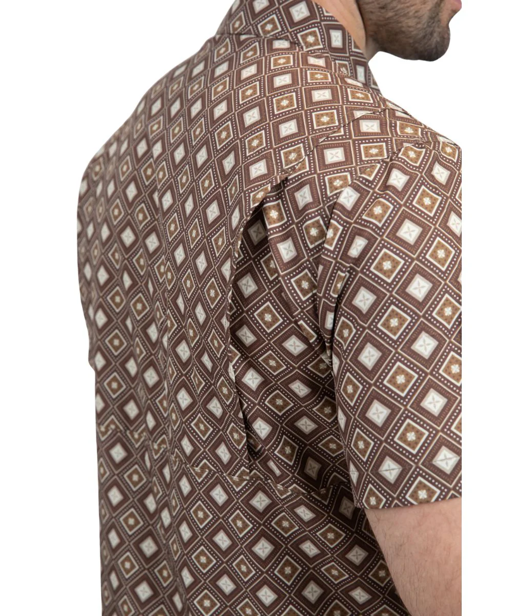 Platini Men's Brown Performance Button Down Shirt - Image 3