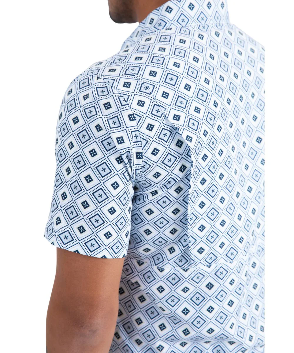 Platini Men's White Performance Button Down Shirt - Image 4