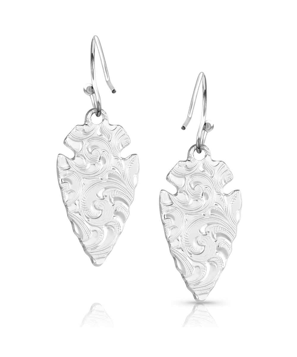 Montana Silversmiths Women's Chiseled Arrowhead Earrings - Image 2