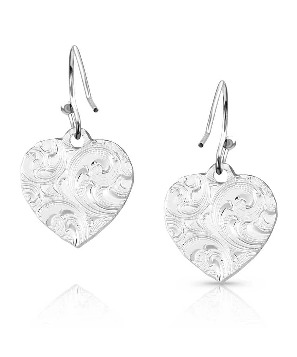 Montana Silversmiths Women's Chiseled Heart Earrings - Image 2