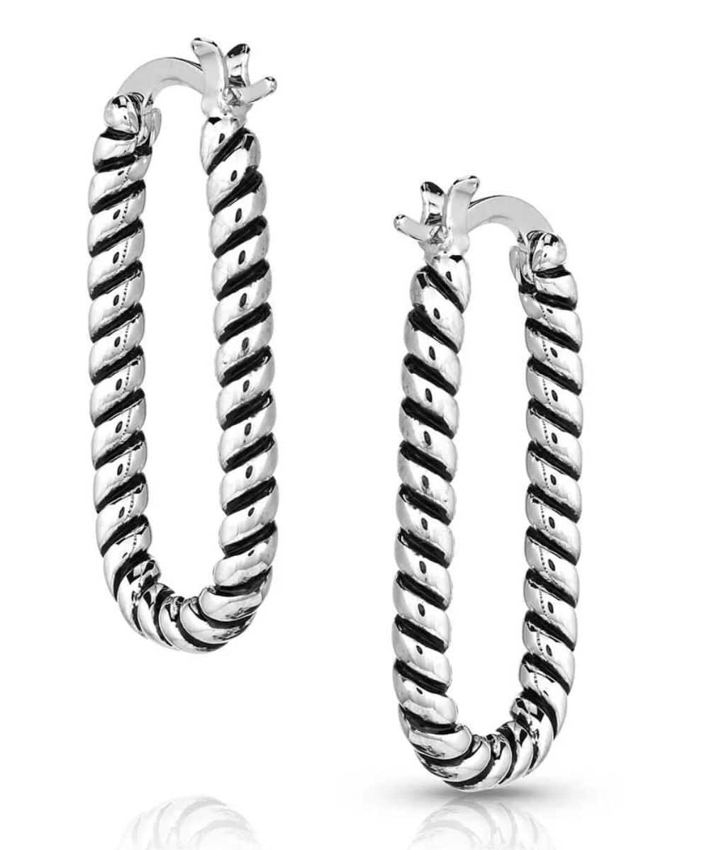Montana Silversmiths Women's Rustic Rope Hoop Earrings - Image 2