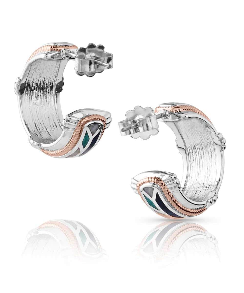 Montana Silversmiths Women's Western Mosaic Hoop Earrings - Image 2