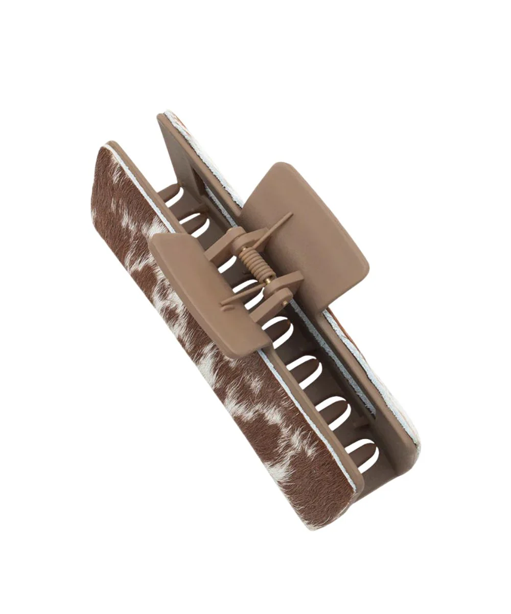 Myra Bags Women's Brown And White Blossom Ridge Claw Clip - Image 2