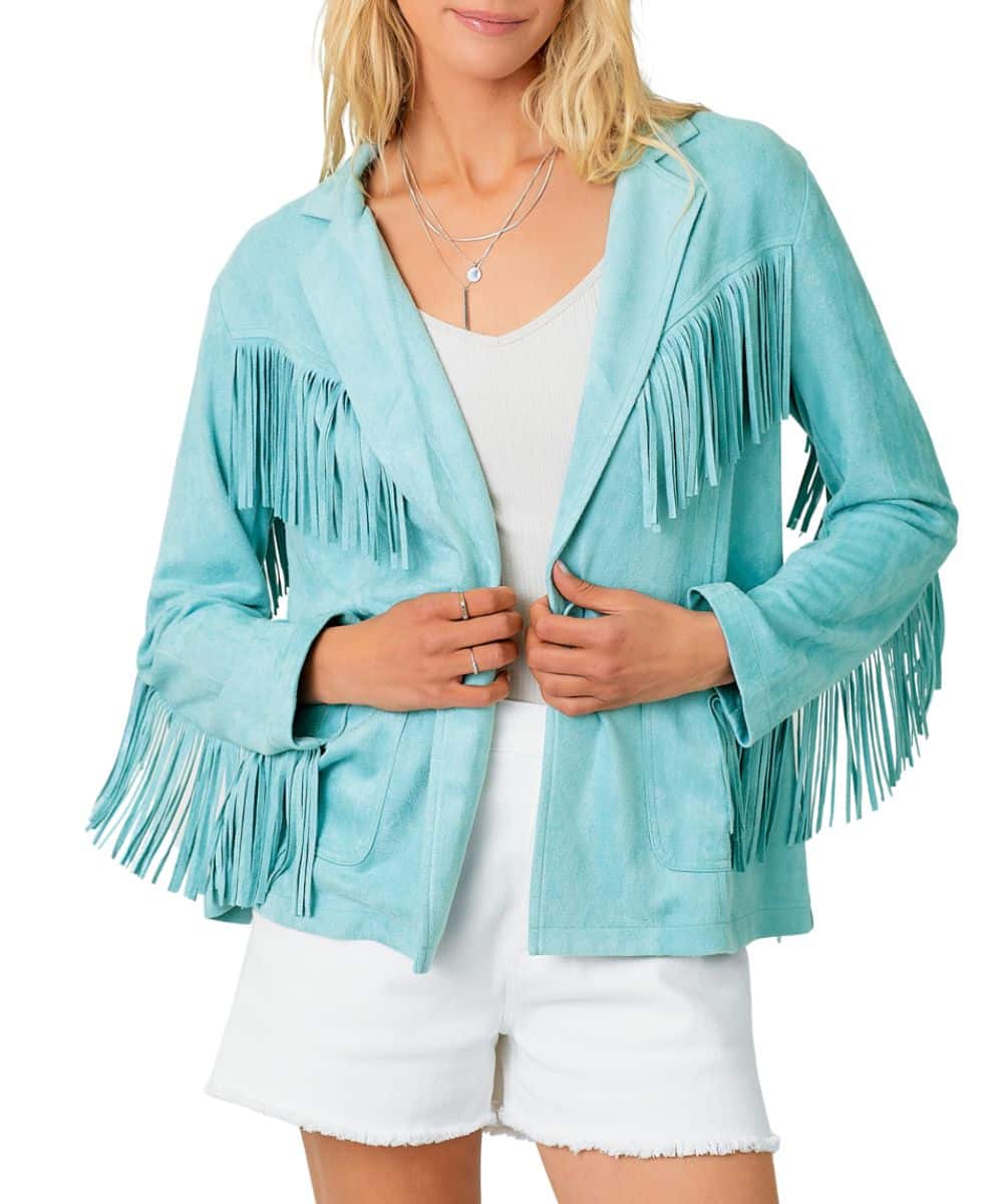 Mystree Women's Fringed Suede Blazer - Image 4