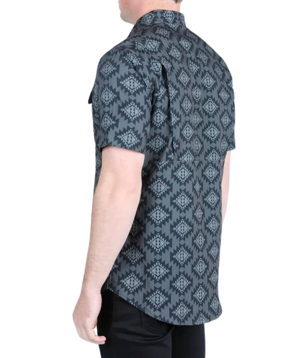 Platini Men's Black Print Performance Button Down Shirt - Image 2