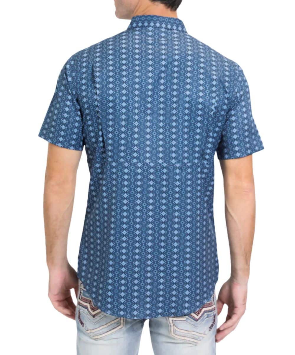 Platini Men's Navy Print Performance Button Down Shirt - Image 2