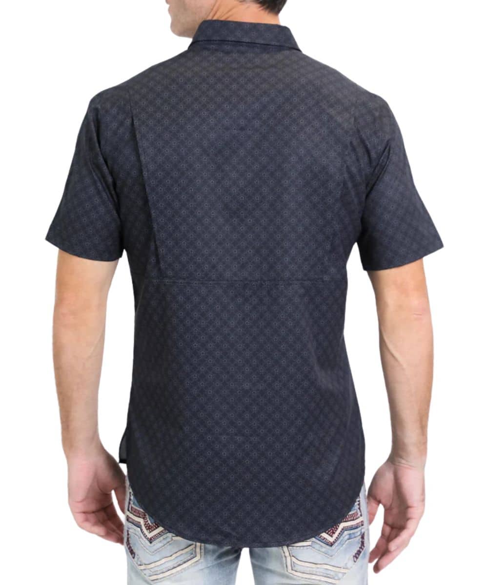 Platini Men's Black Print Performance Button Down Shirt - Image 2