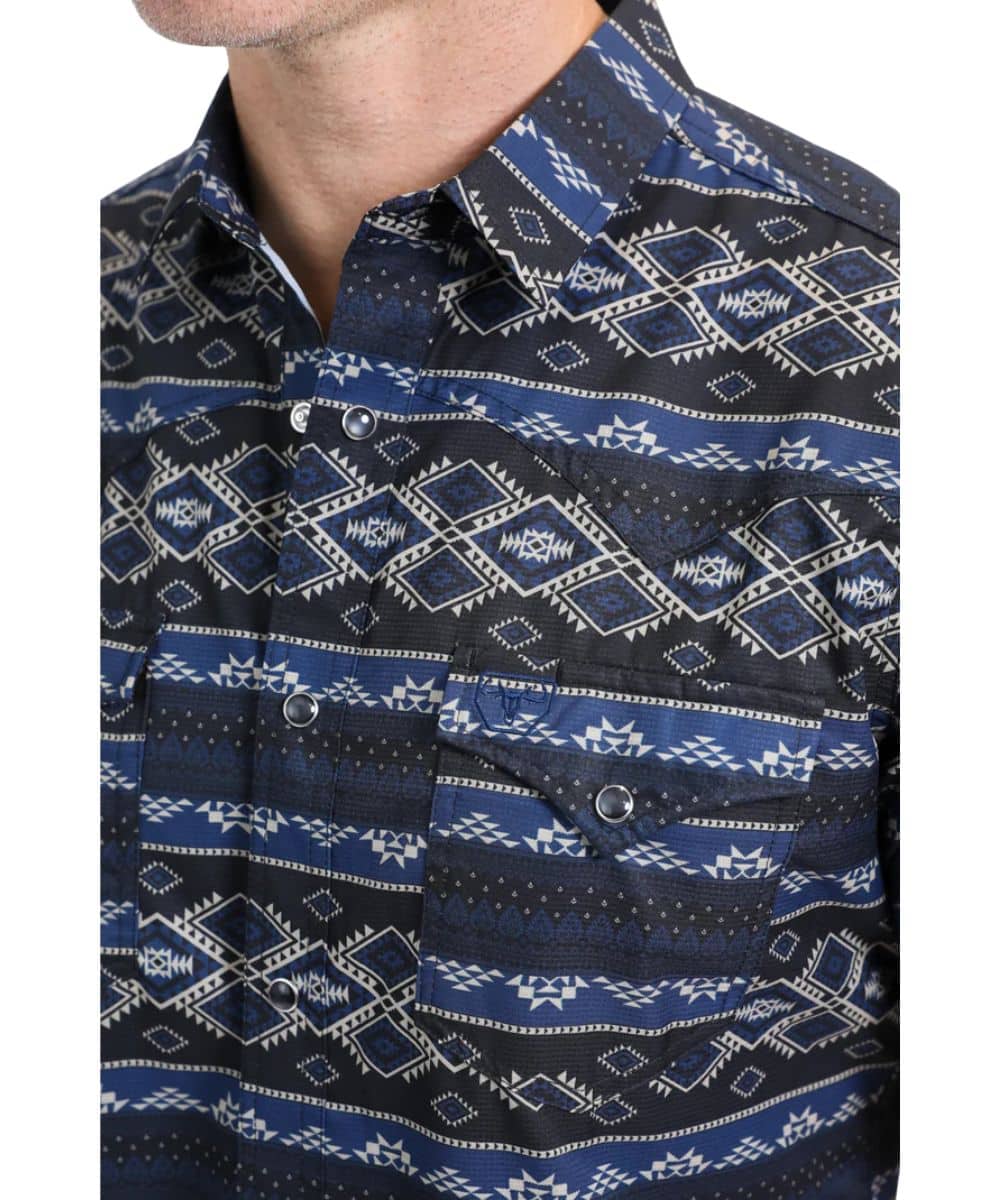 Platini Men's Black Performance Snap Shirt - Image 3