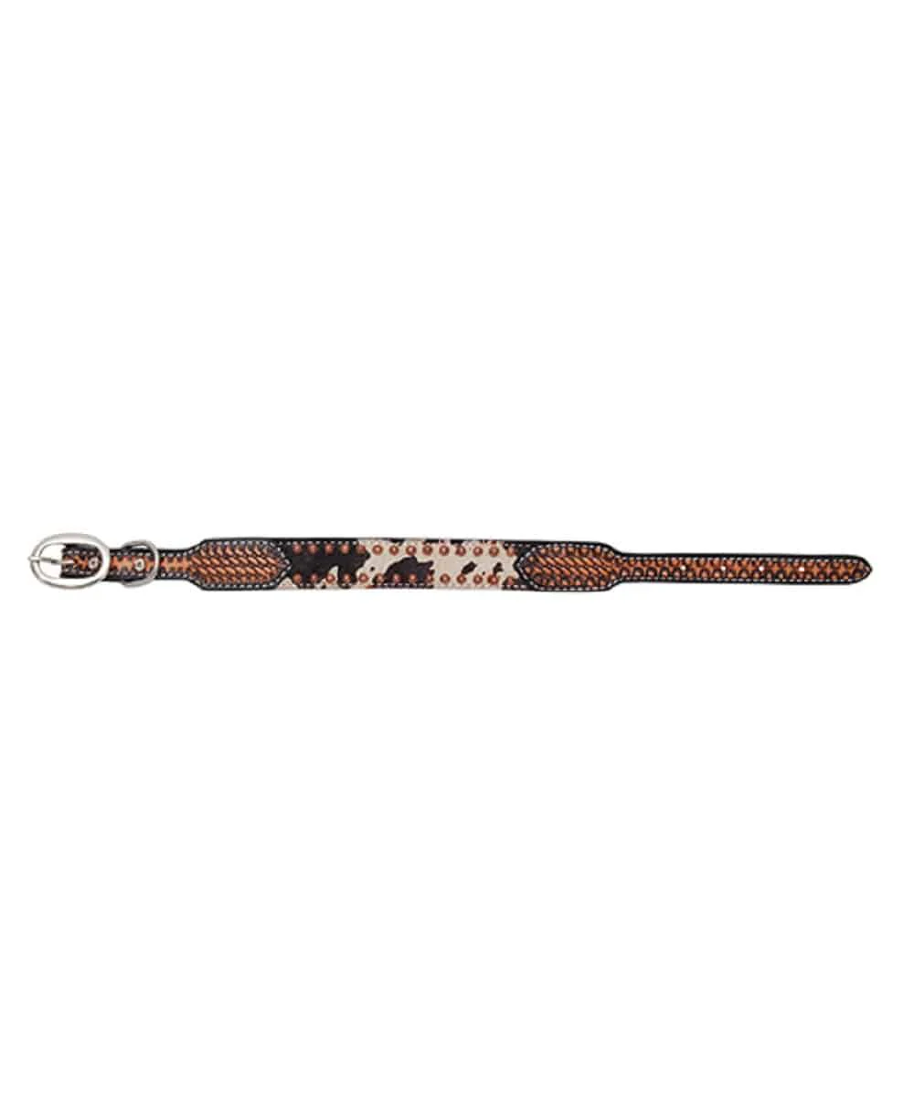 Rafter T Ranch Peppered Cowhide Dog Collar