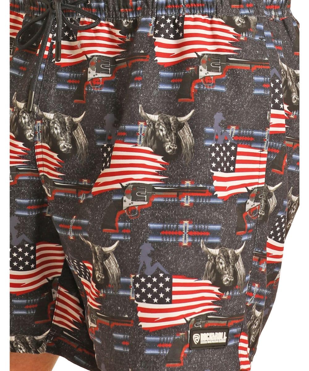 Rock & Roll Cowboy Men's Swim Shorts - Image 3