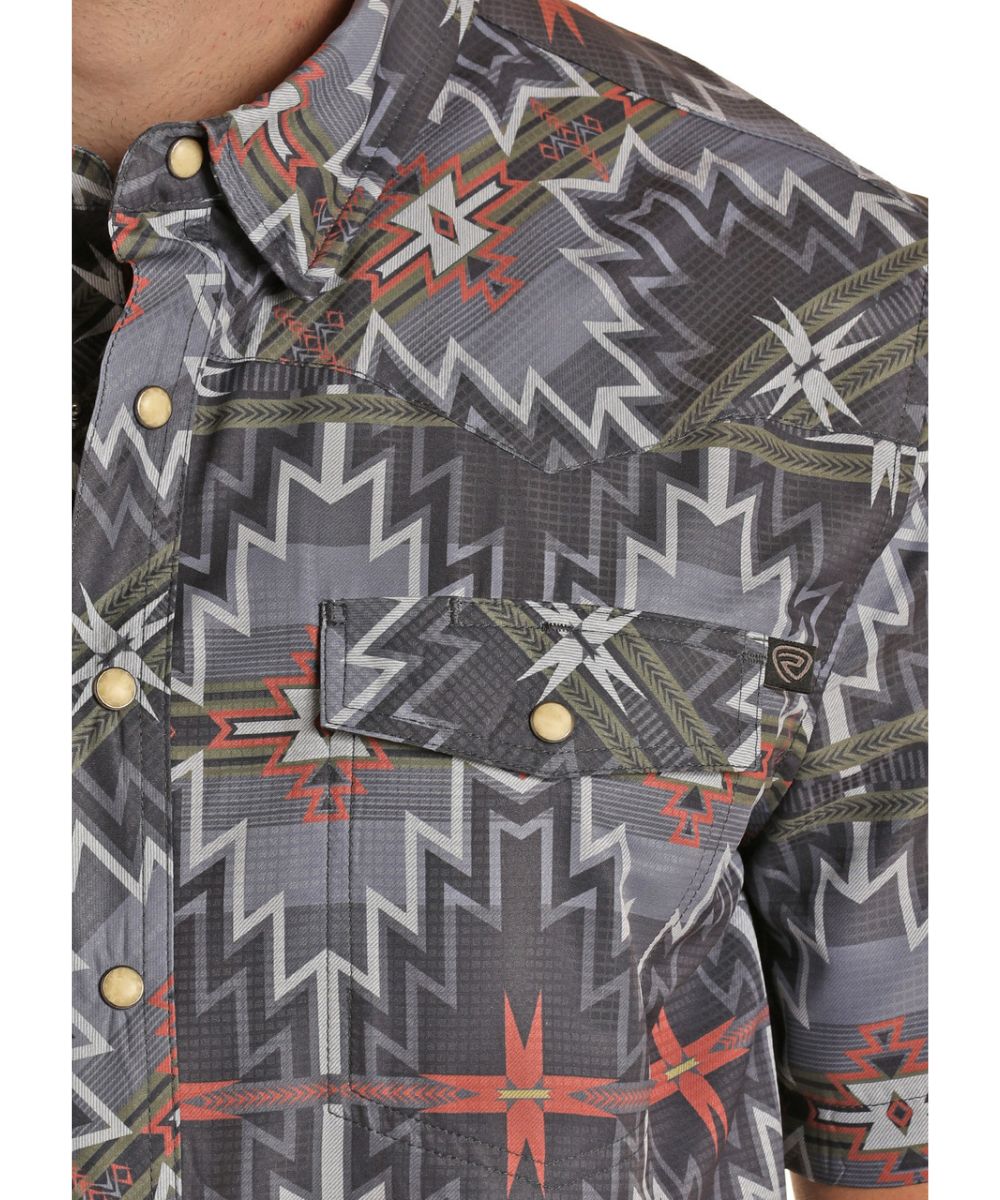 Rock & Roll Cowboy Men's Tek Western Snap Shirt - Image 2