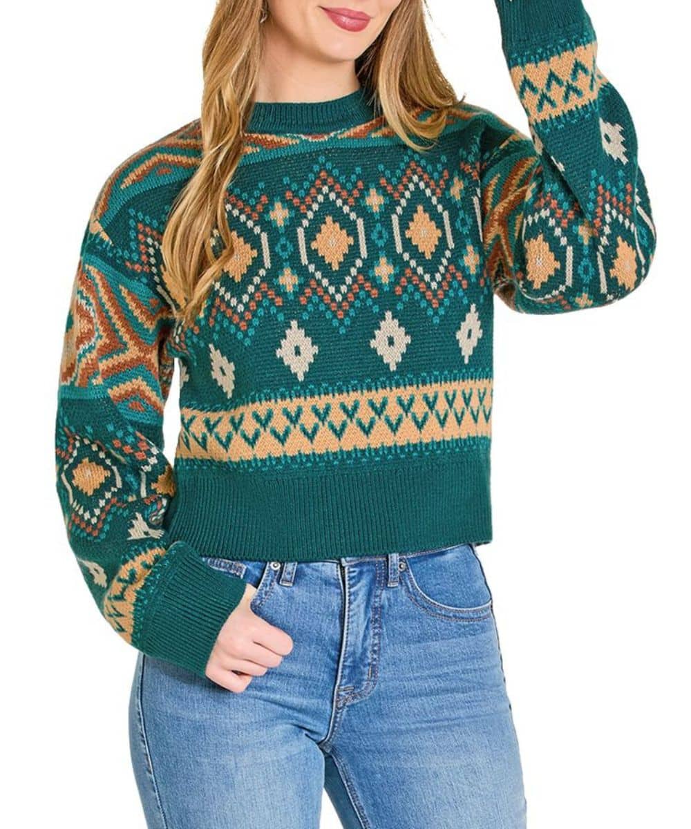 Rock & Roll Cowgirl Women's Aztec Sweater - Image 3
