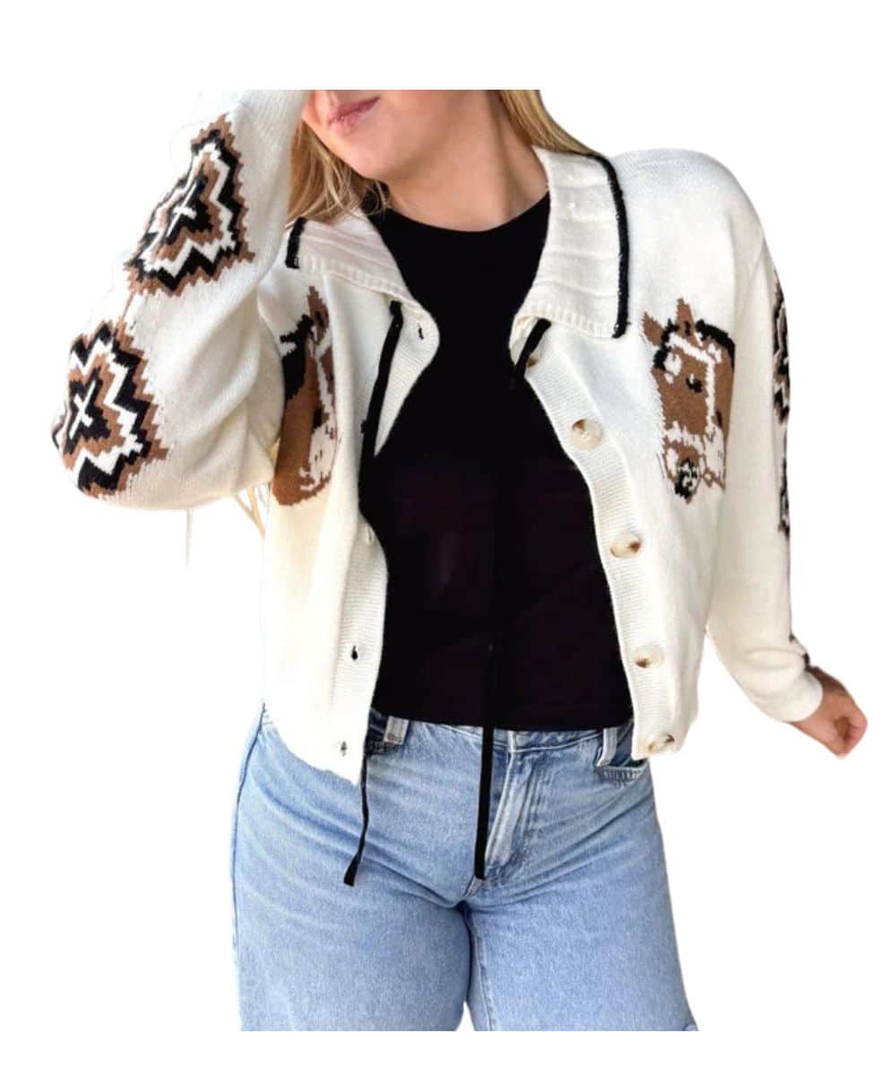 Rowdy Crowd Women's Cool Horse Cardigan - Image 3