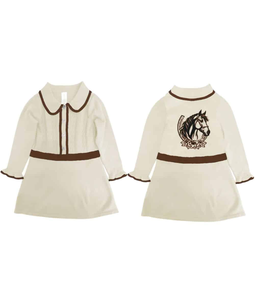 Shea Baby Little Girls' Horseshoe Sweater Dress - Image 3