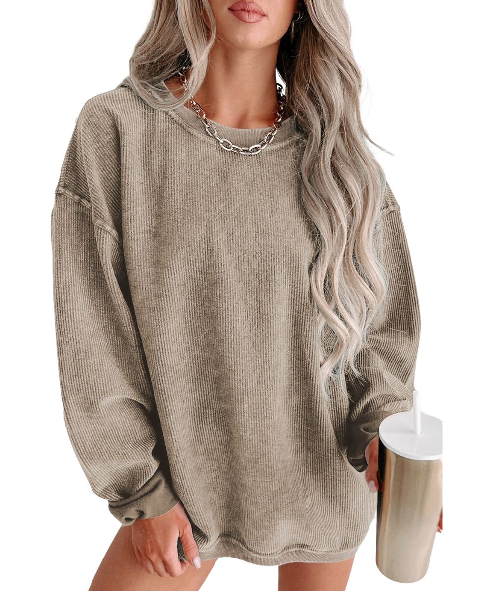 Shewin Women's Ribbed Sweatshirt