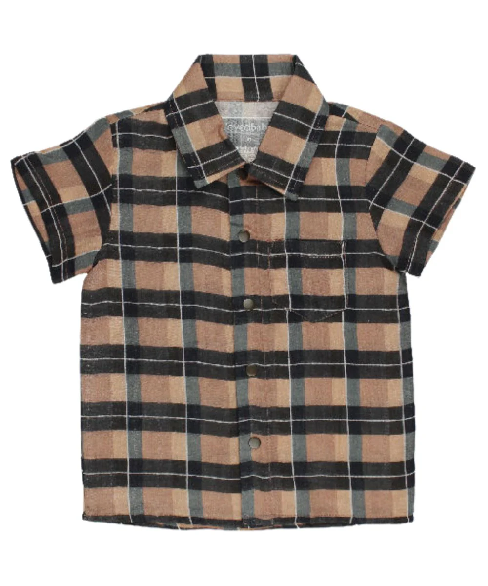 L'oved Baby Toddler Boys' Plaid Snap Shirt - Image 2