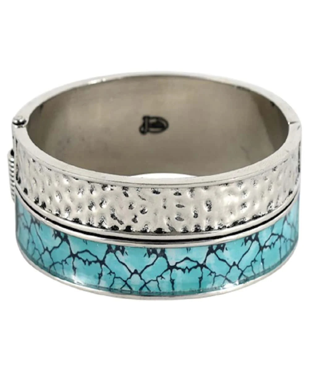Trenditions Women's Justin Hammered Cuff With Printed Turquoise Pattern