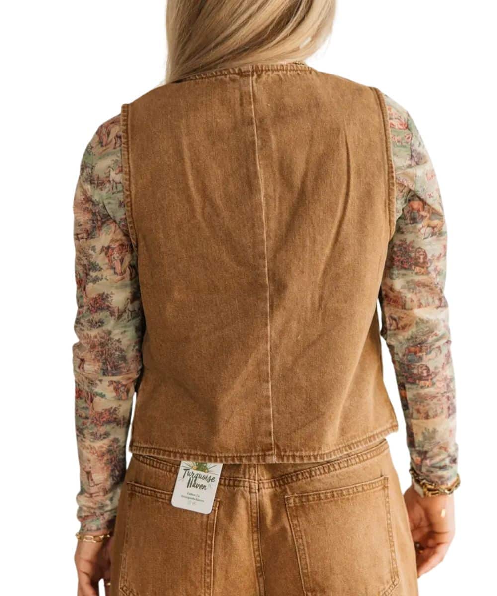 Turquoise Haven Women's Denim Vest - Image 2