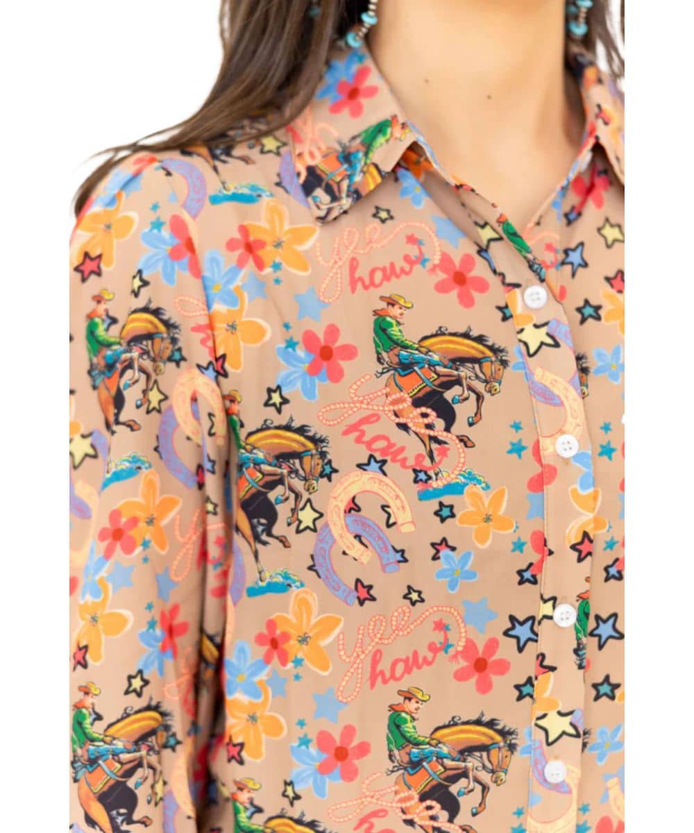 Turquoise Haven Women's Yeehaw Cowboy Blouse - Image 3