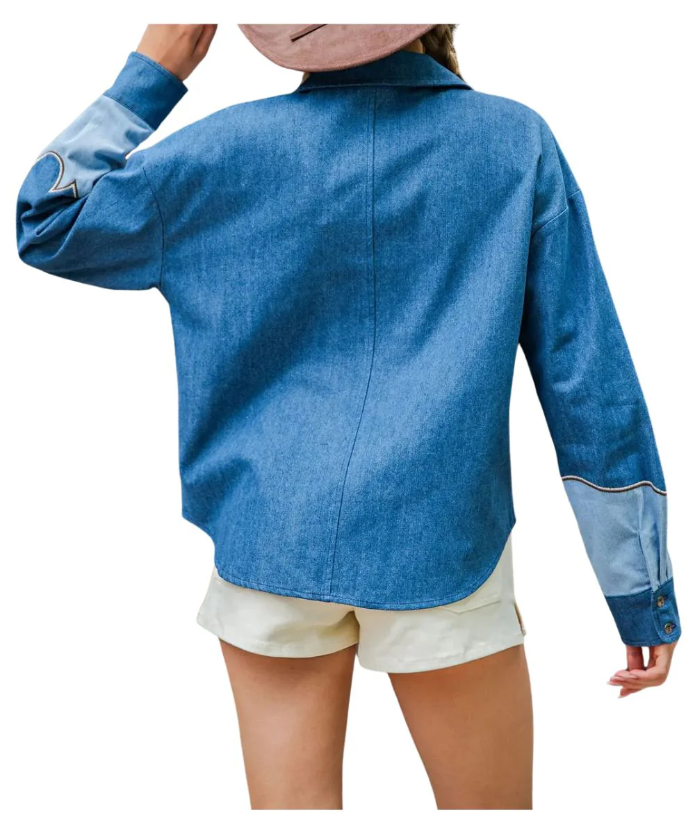 Eesome Women's Denim Button Down Shirt - Image 4