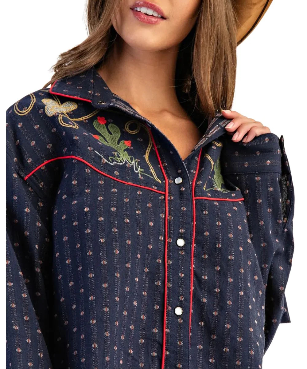 Eesome Women's Western Blouse - Navy - Image 3