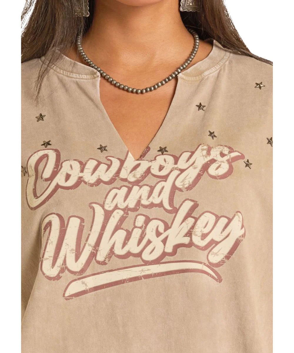 Rock & Roll Cowgirl Women's Cowboys & Whiskey Tee - Image 3