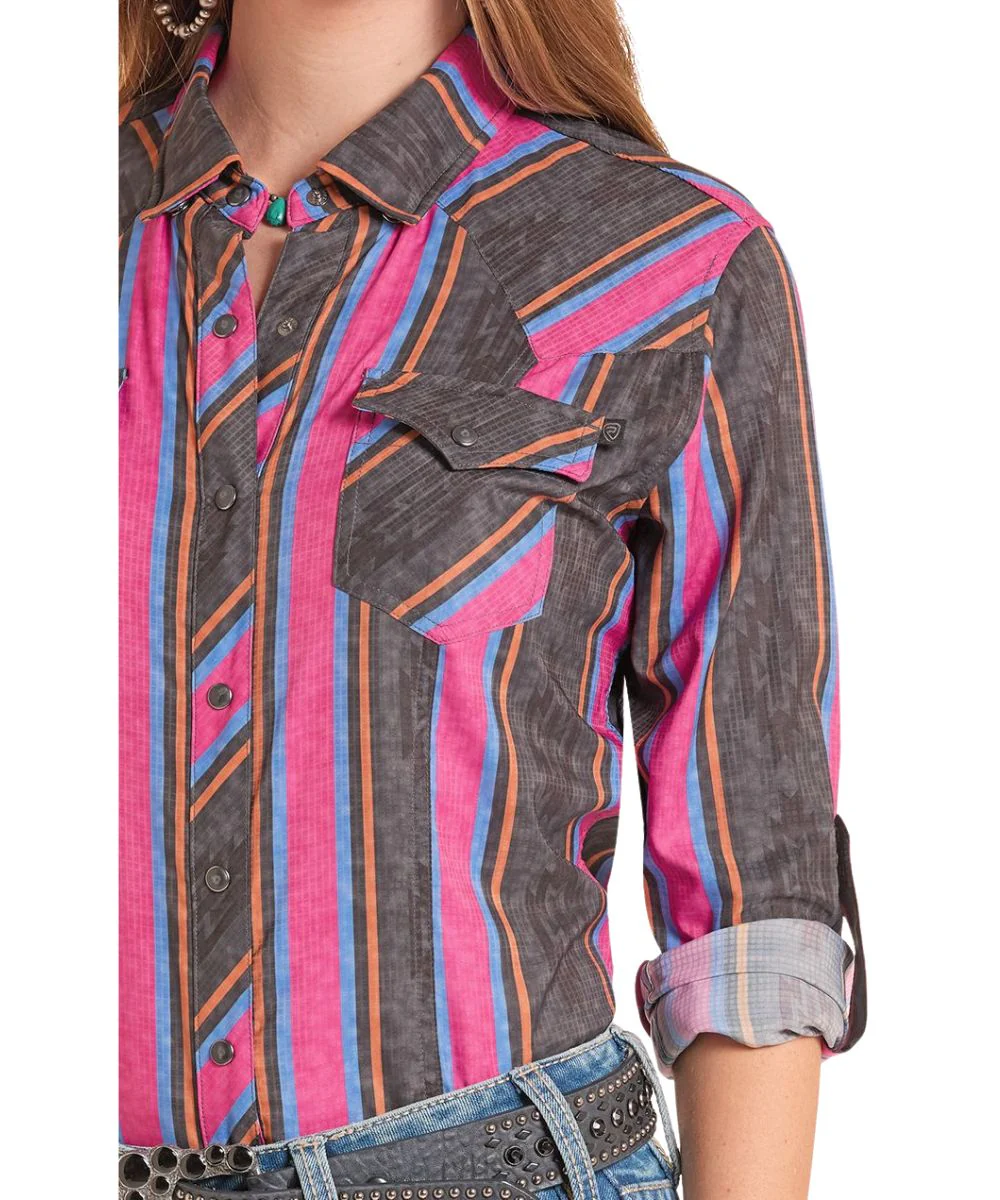 Rock & Roll Cowgirl Women's TekWestern Snap Shirt - Image 3