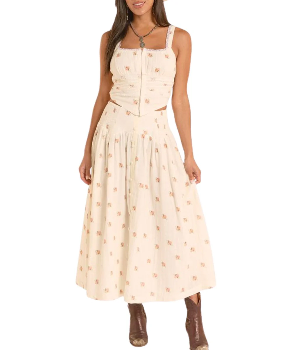 Rock & Roll Cowgirl Women's Floral Corset Tank Top - Image 4