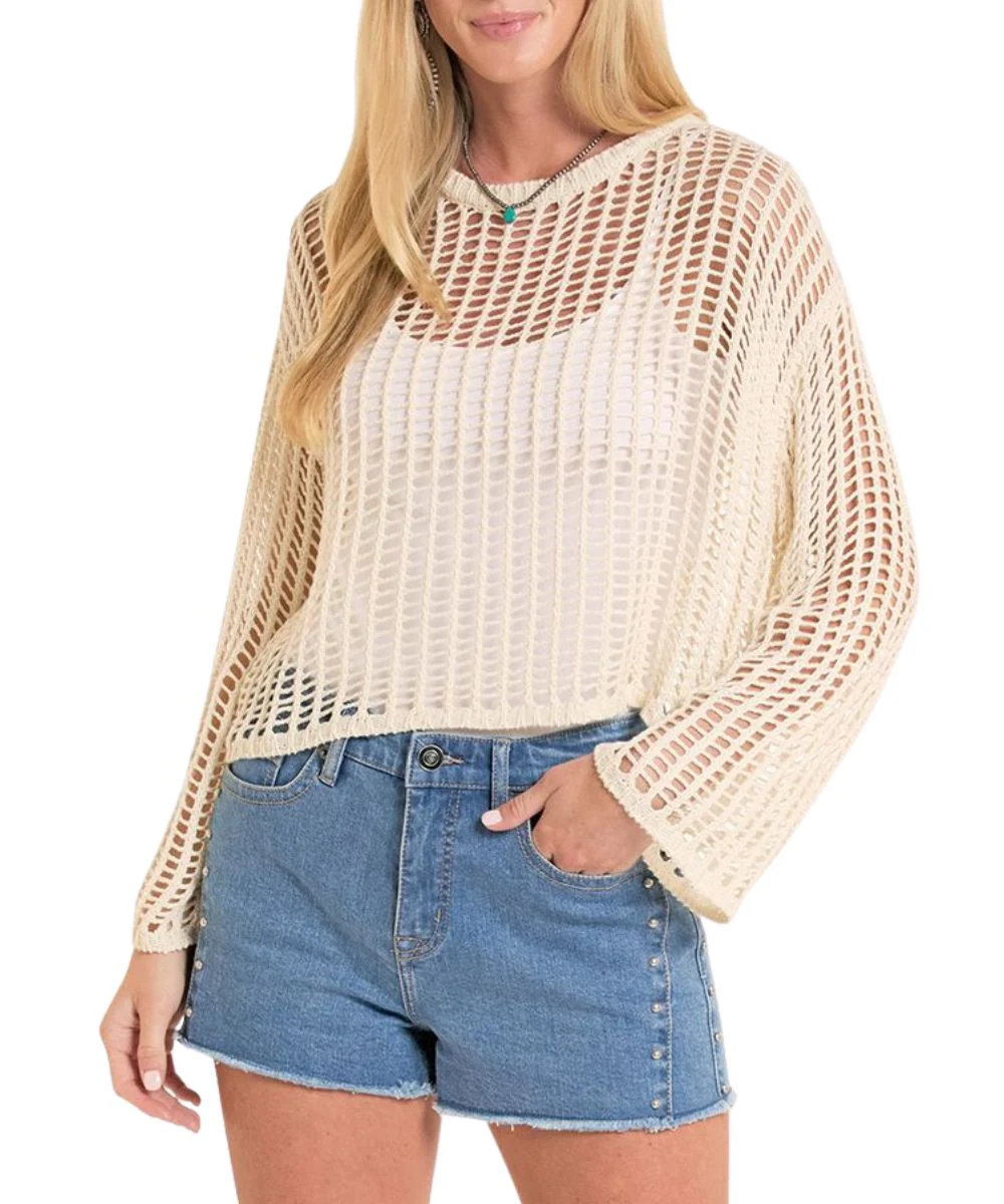 Rock & Roll Cowgirl Women's Open Knit Sweater - Image 2