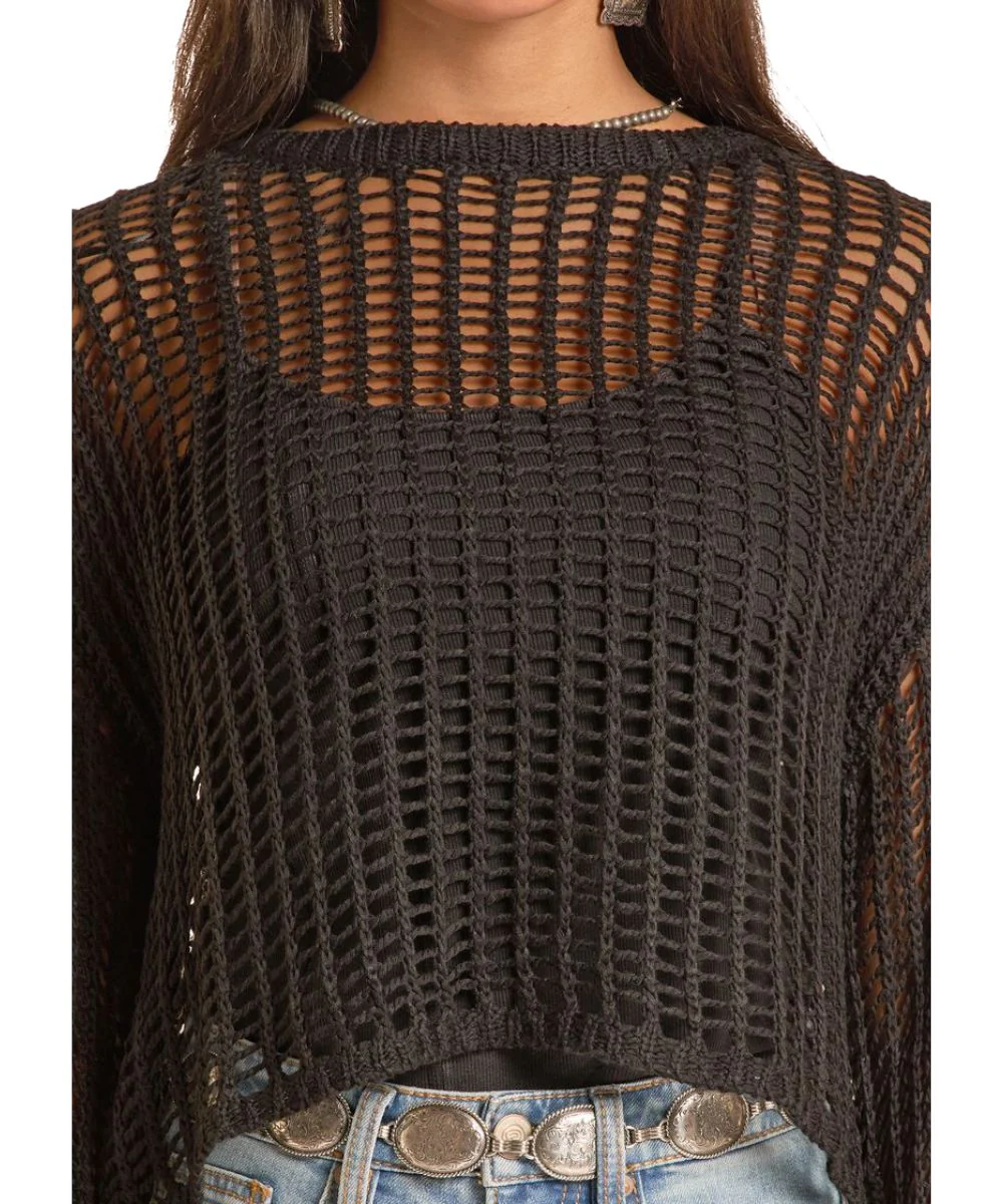 Rock & Roll Cowgirl Women's Open Knit Sweater - Image 4