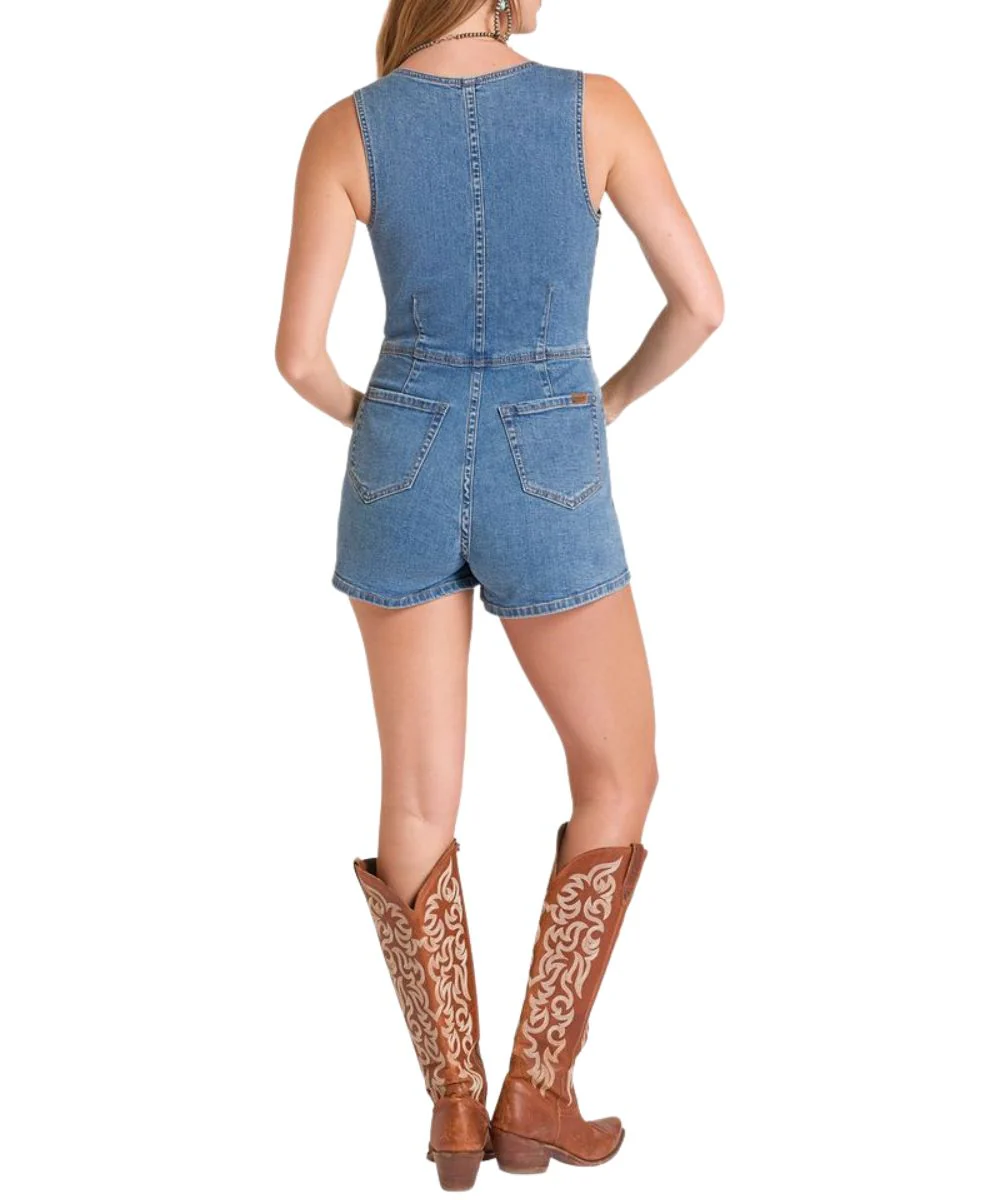 Rock & Roll Cowgirl Women's Denim Romper - Image 2